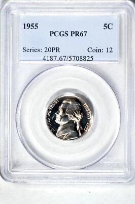 1955 5C Jefferson Nickel PCGS PR67 - Image 1 of 3