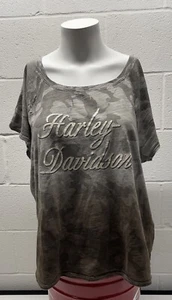 Harley-Davidson Camouflage XXL Cotton T-Shirt Women's scoop Neck Tee 2XL - Picture 1 of 6