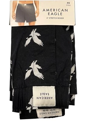 NUEVO CON ETIQUETAS AMERICAN EAGLE Boxer Elástico Talla XS-S-XL Negro Blanco Águilas #83 Foto 1 de 4