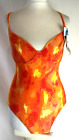One Piece Swimming Costume Naturana Orange Swimsuit  UK10 Wired SWIMMING V70