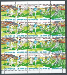 1994 SAN MARINO MINIFOGLIO MONDIALI DI CALCIO USA MNH ** - ED - Picture 1 of 1