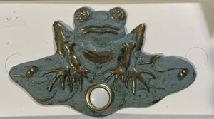 Frog on Lilly Pad Doorbell Button Verdigris Color with Gold Accents Rare! - Picture 1 of 6