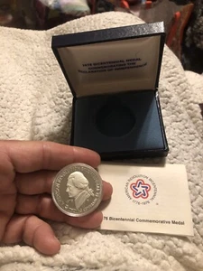 1976 Bicentennial Declaration of Independence Commemorative 925 Silver Medal COA - Picture 1 of 7