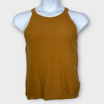 Suéter Vila Milano Grande Amarillo Mostaza Sin Mangas Cuello Alto Top Shell Sólido Foto 1 de 4