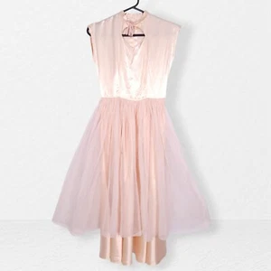 Pink Ballet Dress Ladies XS Princess Pinup Bombshell Cupcake Tulle 50s Vintage - Foto 1 di 23