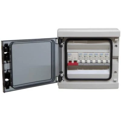  Weatherproof Consumer Unit 6 Way 100 Amp Isolator Switch 100A + Choice of MCB - Image 1 of 4