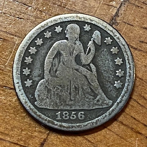 1857-O Half Dime, Filler, better date, slightly bent Cover
