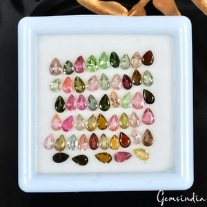 10.10 Ct Natural Untreated Multicolor Tourmaline Pear Faceted Loose Gemstone Lot - Picture 1 of 8