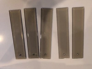 5 Chandelier Rectangle Smoked Glass Replacement Panels Beveled 8" x 1 3/4" - Picture 1 of 4