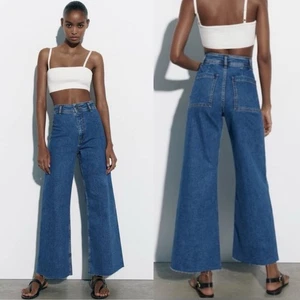 Jeans rectos Zara The Marine lavado mediano talla 10 náutico preppy retro chic denim - Imagen 1 de 10