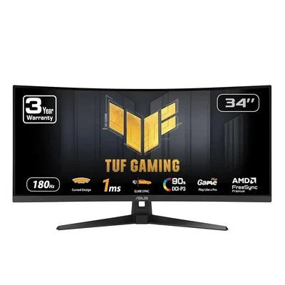 ASUS TUF VG34VQ3B 34" Curved Gaming Monitor – 180Hz 1ms HDR QHD FreeSync – MINT - Image 1 of 4
