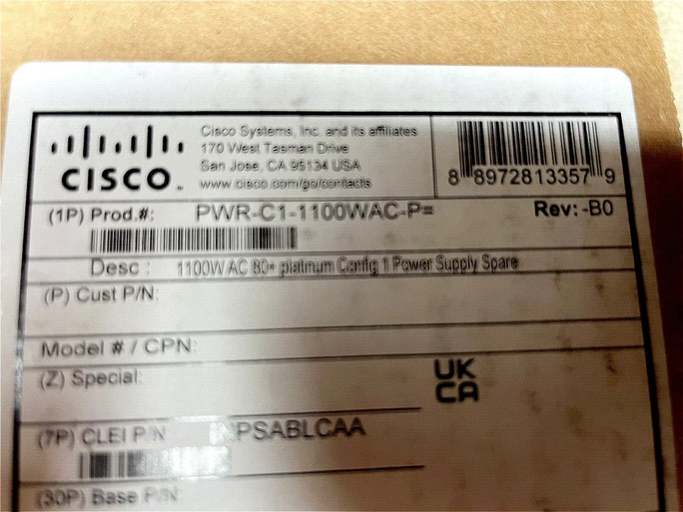NEW Cisco PWR-C1-1100WAC-P Power Supply for 9300 Series Switch - Image 1 of 1