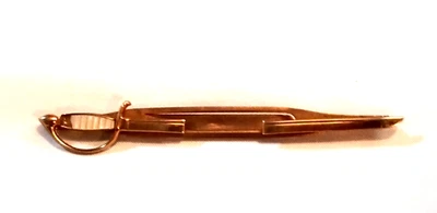VTG Swank Gold Tone Sword Tie Clip w White Handle Accent Unique Men's Accessory - Image 1 of 4
