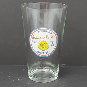 Brandau Farms Pasteurized Gold Seal Milk Chicago Illinois Dairy Glass 16 oz - Picture 1 of 10