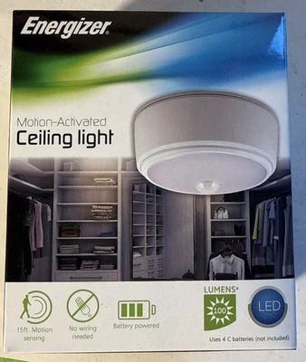 Energizer Battery Operated LED Ceiling Light Fixture White 8015 - Image 1 of 4