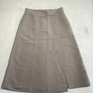 Country Road Ladie's Beige A-line Midi Split 1/2Lined Rear Zip Size 14 - Picture 1 of 11