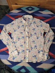 Polo Ralph Lauren Silk Floral Blouse Womens Medium Long Sleeve Button Up Sheer - Picture 1 of 9