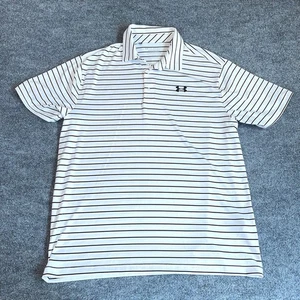 Camisa Polo Under Armour Para Hombres XL Blanca Rayas Playoff Golf Polo Elastizada #AB480 - Imagen 1 de 6