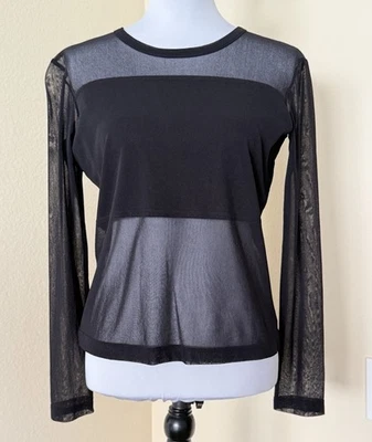 Vintage Mesh Top By Spiegel Sheer Nylon Mesh Shirt Y2K Sz M - Image 1 of 4