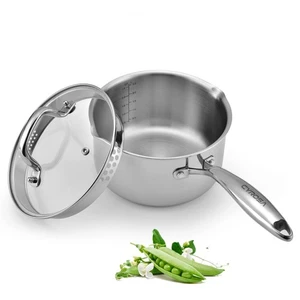Stainless Steel Saucepan with Tempered Glass Lid, 2.5 Quart Multipurpose Cook... - Picture 1 of 7