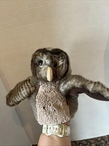 Folkmanis Owl Puppet Brown Yellow Eyes 7" - Picture 1 of 4