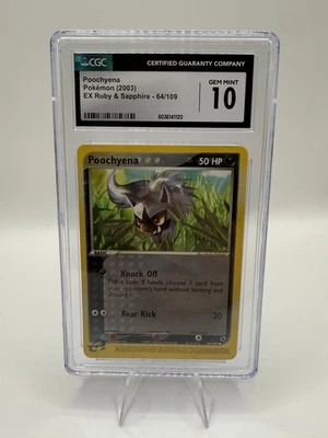 CGC 10 GEM MINT Poochyena 64/109 EX RUBY & SAPPHIRE 2003 Pokémon - Image 1 of 2