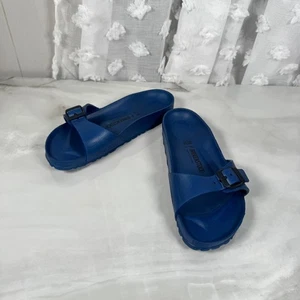 Birkenstock Blue Foam Slides One Strap Buckle Beach Resort Cruise Germany L7 M5 - Picture 1 of 11