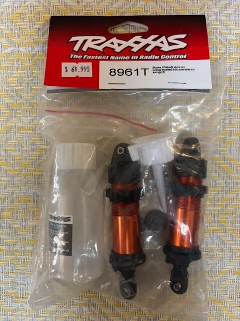 Traxxas Part #8961T:  Shocks, GT-Maxx®, aluminum-orange assembled w/o springs(2) - Image 1 of 1