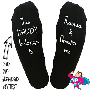 'This Daddy Belongs to' Socks, personalised with PAPA DAD GRANDAD novelty gift