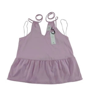 Olive & Oak Cami Top Ruffle Hem Sleeveless V-Neck Blouse Ultra Pink Size S - Picture 1 of 9