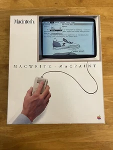 Raro Macintosh 128K M0001 1984 MacWrite MacPaint Box Set! 1er Software Mac. - Imagen 1 de 3
