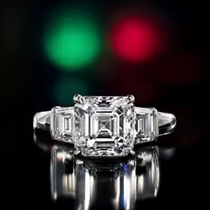 IGI Certified Lab Grown 3.50 Ct Asscher Cut Diamond Wedding Rings 14K White Gold - Picture 1 of 12