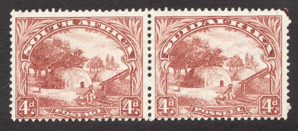 1936 South Africa Sc# 41 Bilingual, Four Pence, Native Kraal. MH Cv$4.75 - Image 1 of 1