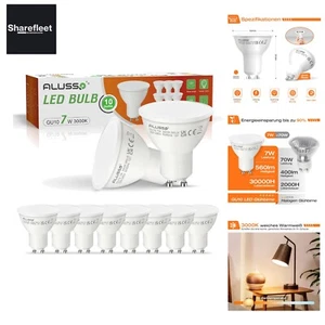 ALUSSO GU10 LED 7W 3000K Warmweiß Leuchtmittel 560 Lumen Birnen Ersetzen 70W ... - Bild 1 von 16