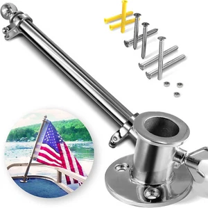 Anley Boat Flagpole Kit with Flag Pole and Mounting Base Marine Grade Mount - Picture 1 of 9