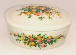 Plato de baratija ovalada de porcelana floral con tapas-4 1/8"" L x 3"" W - Imagen 1 de 9