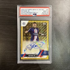 2022 Topps UEFA 1st Edition #10 Neymar Jr Foilfractor 1/1 Auto- PSA 9  PSG