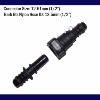 Quick Connect Disconnect 12.61mm 1/2" in Fuel Line ID 12mm 1/2" in Hose Barb Gas - Image 1 of 4