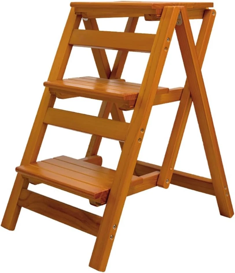 Wooden Step Stool for Adults/Folding Stools Wood Step Ladder/Lightweight Step St - Image 1 of 4