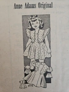 1940's Anne Adams 4775 Unprinted Pattern Dress & Panties Toddler Girl's Sz 4 - Picture 1 of 6