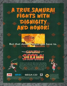 Anuncio impreso en CD de Samurai Showdown Sega vintage arte A 1994 - Imagen 1 de 1