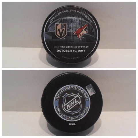 Vegas Golden Knights Inaugural Game Puck Match Up Coyotes Dated 10-10-17 NEW Cover
