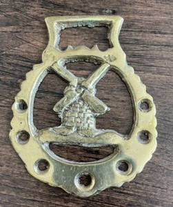 VTG Brass Horse Harness Tack Medallion Bridle Saddle Ornament English Windmill - Picture 1 of 3