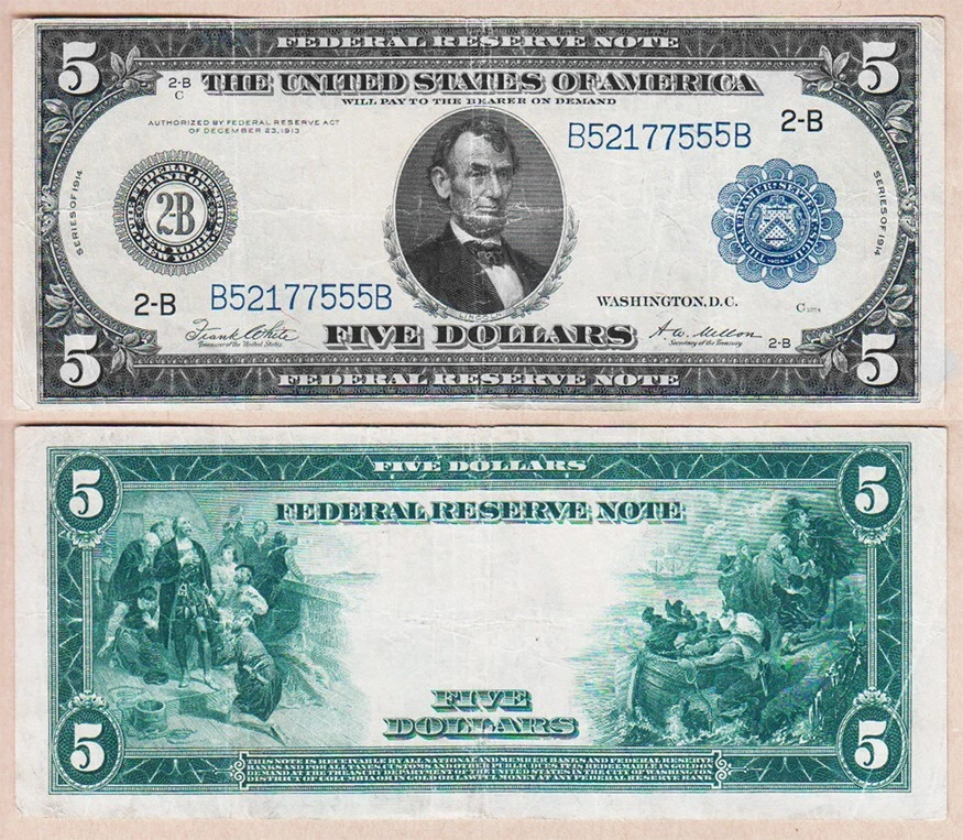 Fr. 851a $5 1914 Federal Reserve Note in VF+ condition - Image 1 of 1