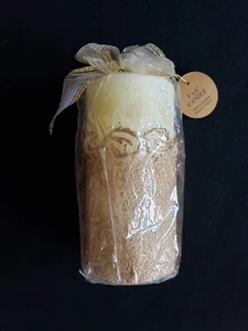 Christmas Candle -Metallic Gold & White -3" x 6" -NEW - Picture 1 of 3