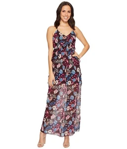 ROMEO & JULIET COUTURE SIZE MEDIUM NEW BLACK FLORAL CHIFFON RUFFLED MAXI DRESS - Picture 1 of 5