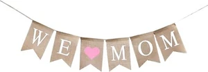Rustic We Love Mom Burlap Garland Banner - Picture 1 of 6