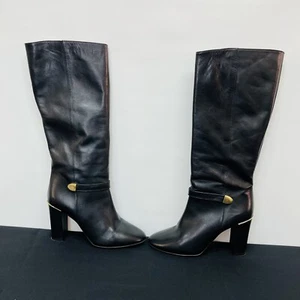 Italian Black Leather Women's 9.5 High Heels Boots 1069 - Picture 1 of 15