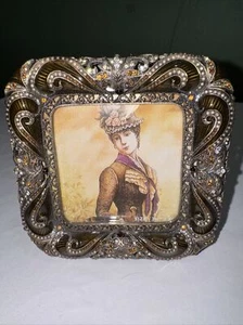 TIZO Jeweled w/crystals Enamel 3"x3" Picture Frame - Picture 1 of 9