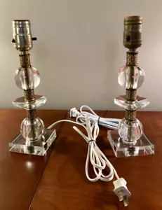 PAIR MCM Glamorous Glass Boudoir Table Lamps - Picture 1 of 6
